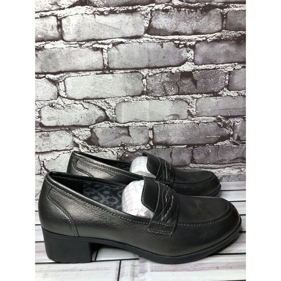 ABEO PRO Jade Comfortable Black Metallic Heel Loafer Shoes Women’s Sz 10US/41EU - Picture 5 of 16